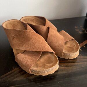 Tan Suede Yokono Wedge Sandals 6